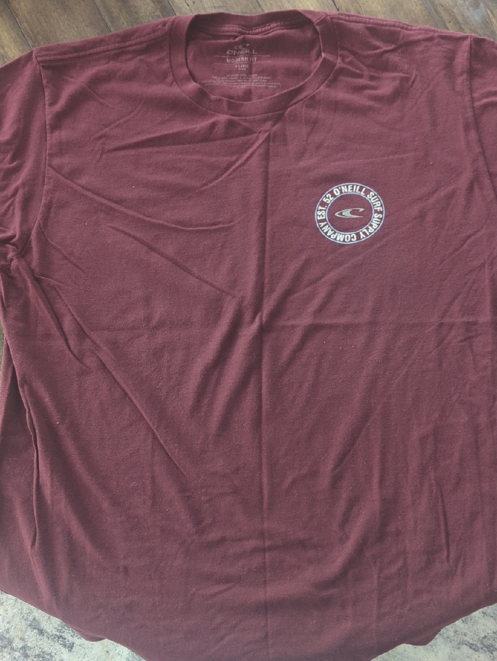 O'Neill Maroon Long Sleeve Tee with Chest Crest